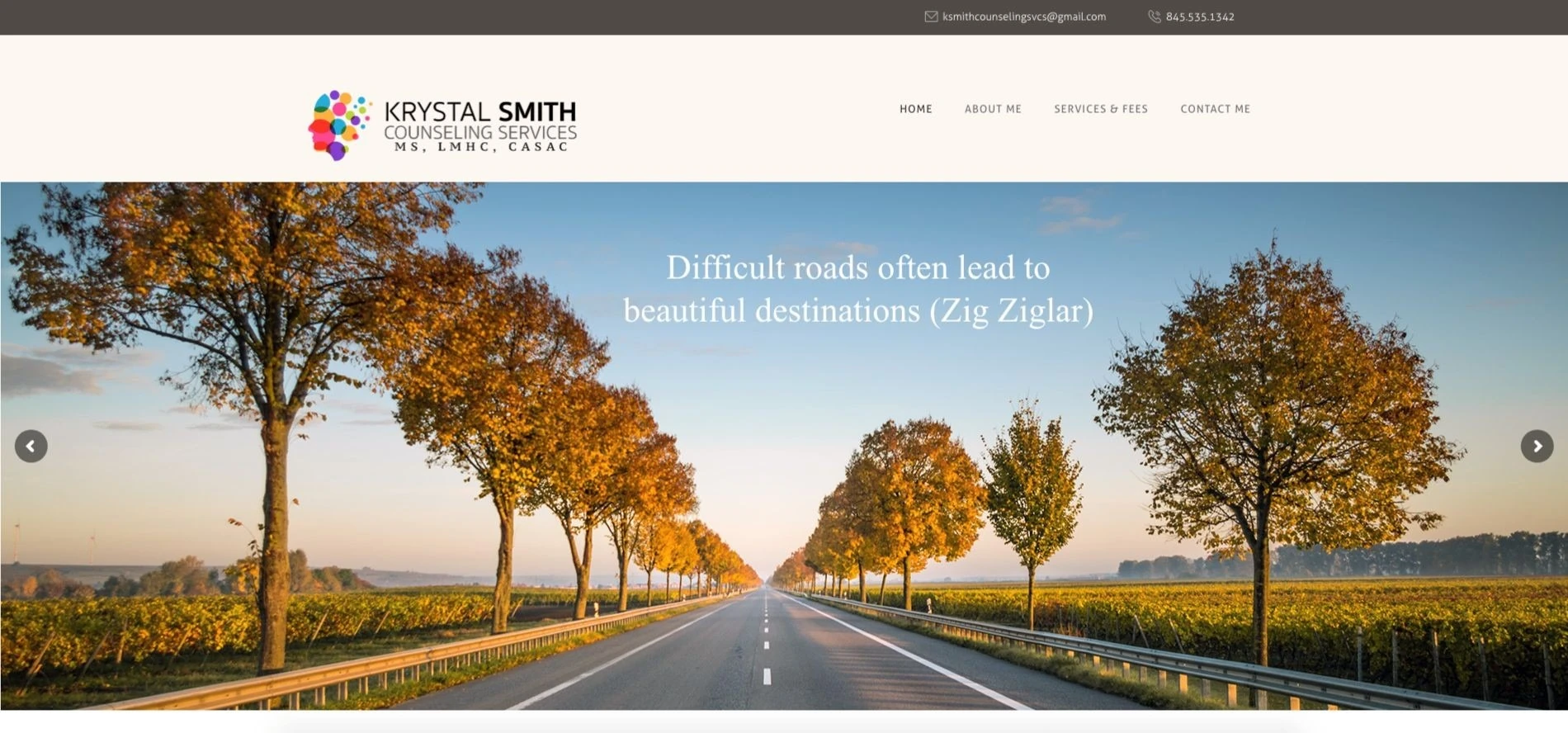 Krystal Smith Counseling Services website
